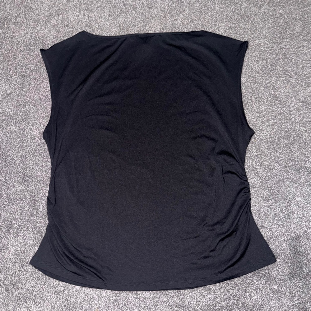 H&M Women's Black Sleeveless Boatneck Blouse w/ Ruched Side Seams Size XL - Picture 7 of 9